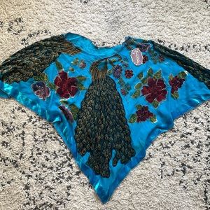 Hale Bob Peacock Beaded Poncho